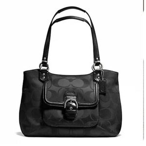 Coach Campbell Belle Signature Black Canvas Shoulder Bag Tote